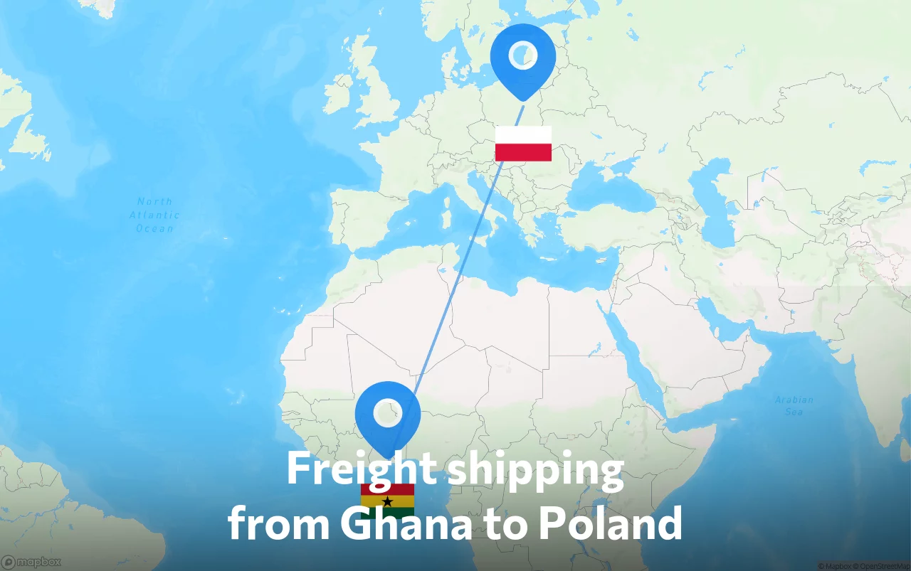 Shipping route from Ghana to Poland
