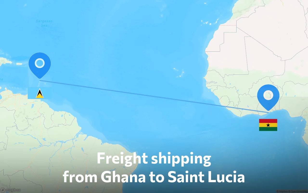Shipping route from Ghana to Saint Lucia