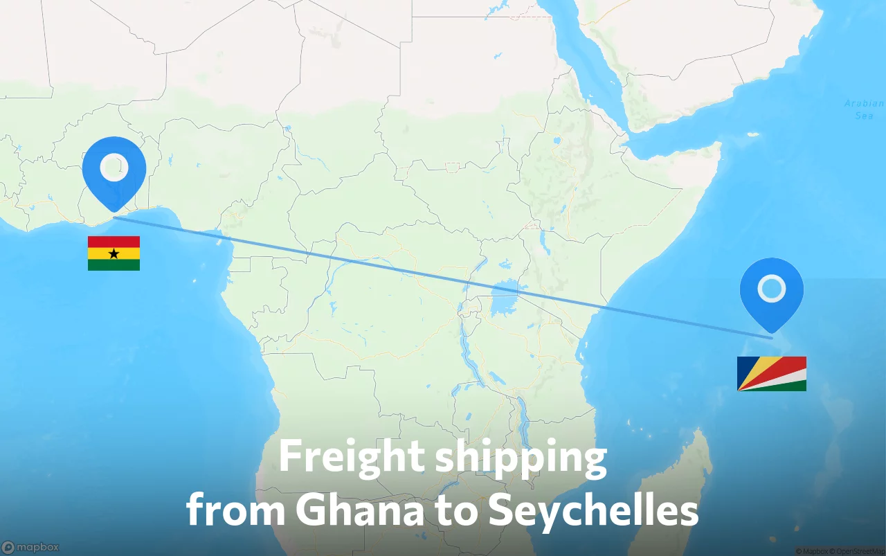 Shipping route from Ghana to Seychelles