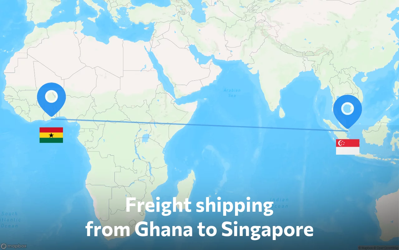Shipping route from Ghana to Singapore
