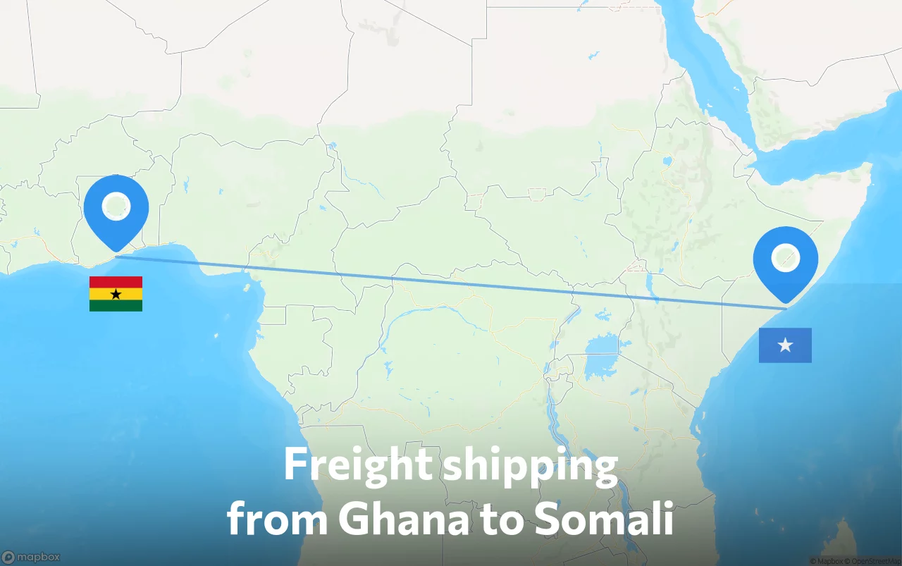Shipping route from Ghana to Somali