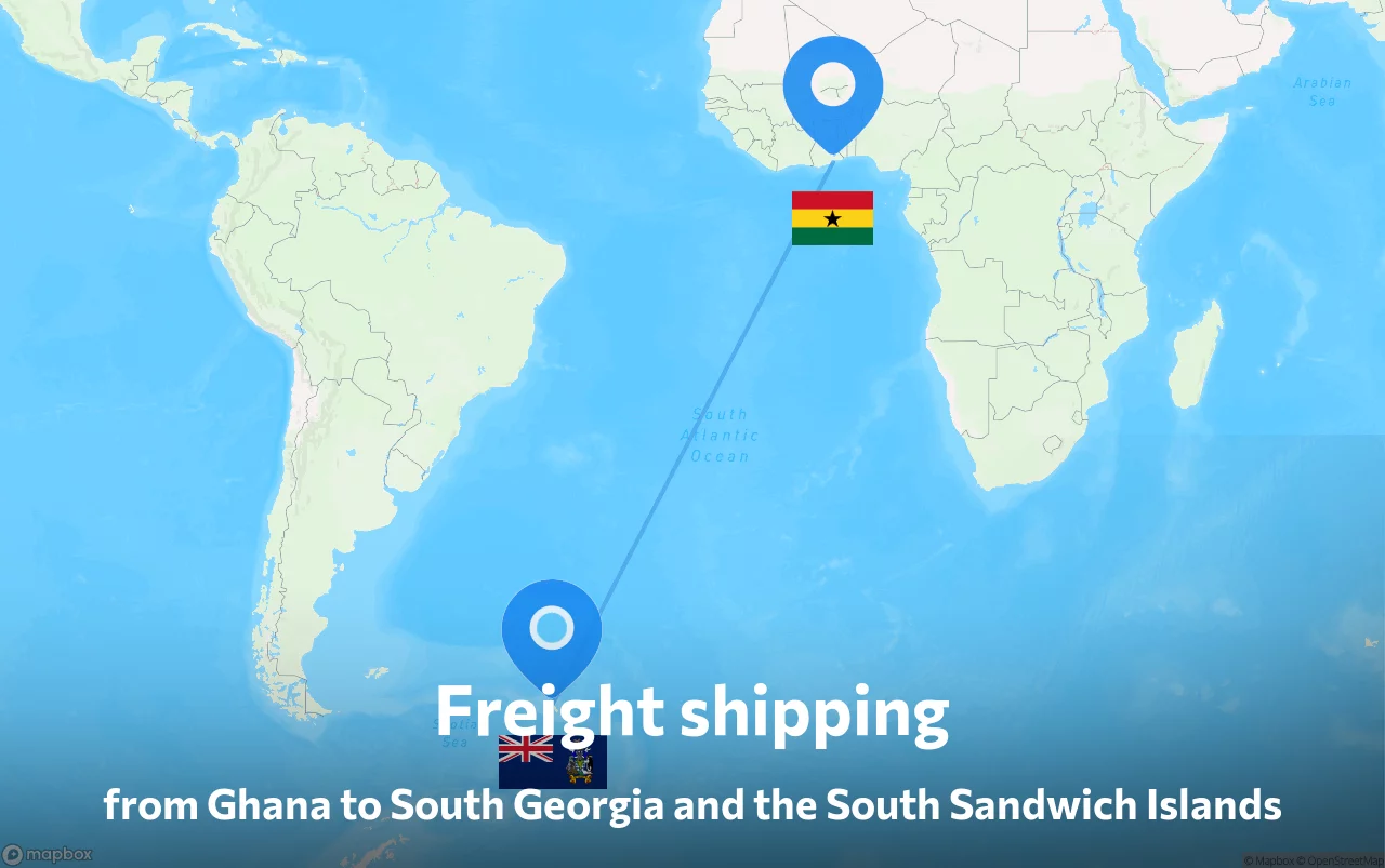 Shipping route from Ghana to South Georgia and the South Sandwich Islands
