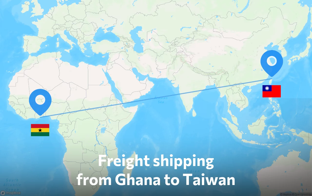 Shipping route from Ghana to Taiwan