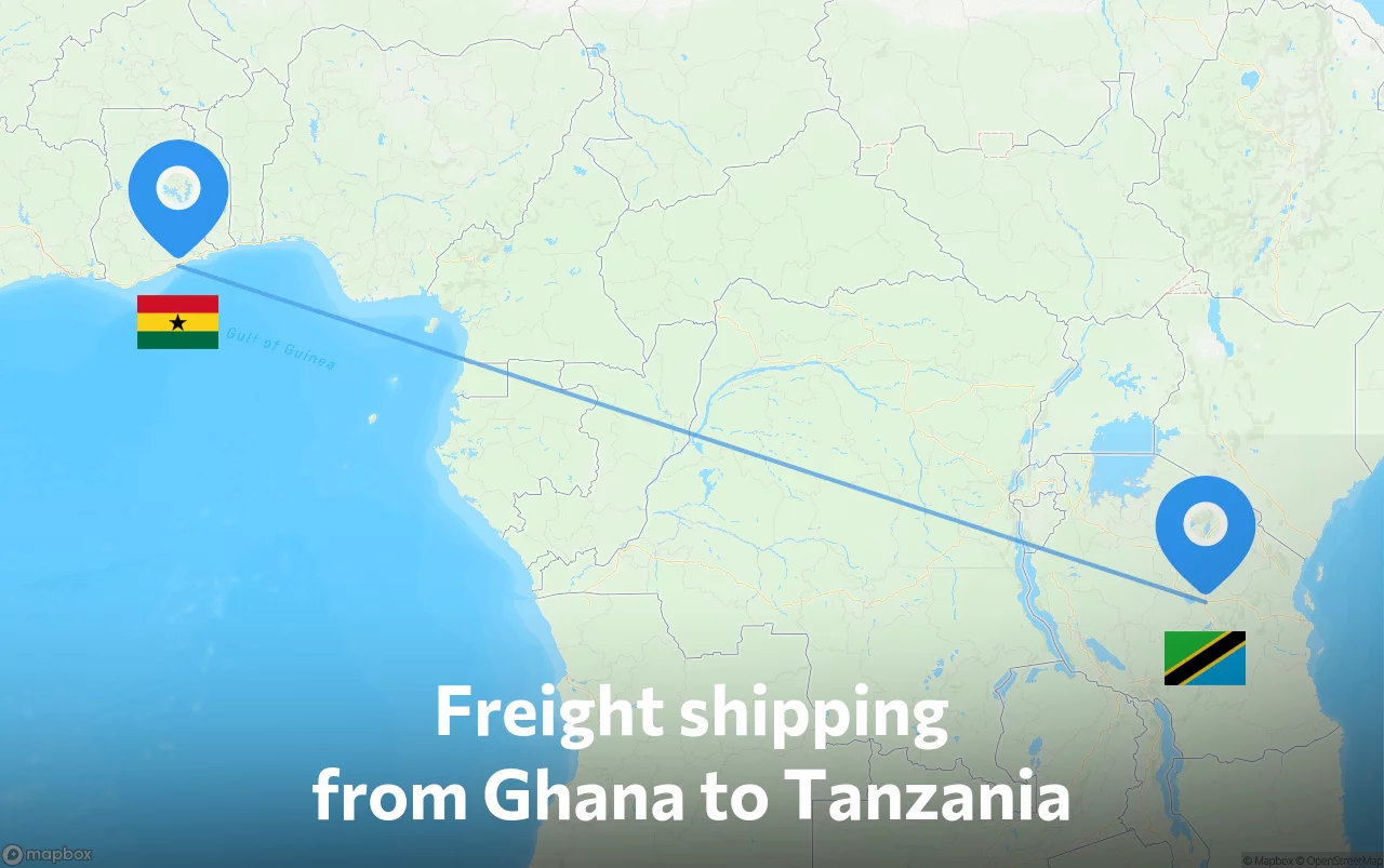 Shipping route from Ghana to Tanzania