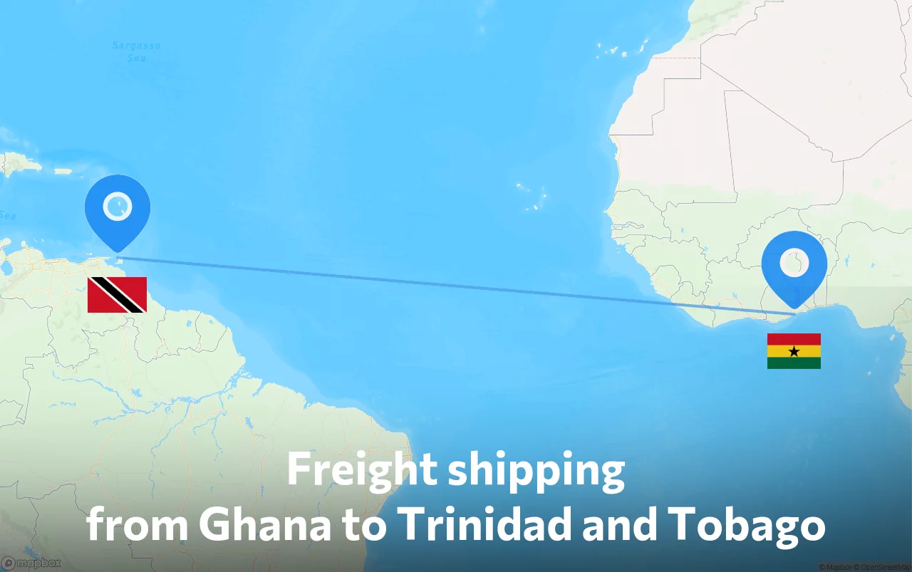 Shipping route from Ghana to Trinidad and Tobago