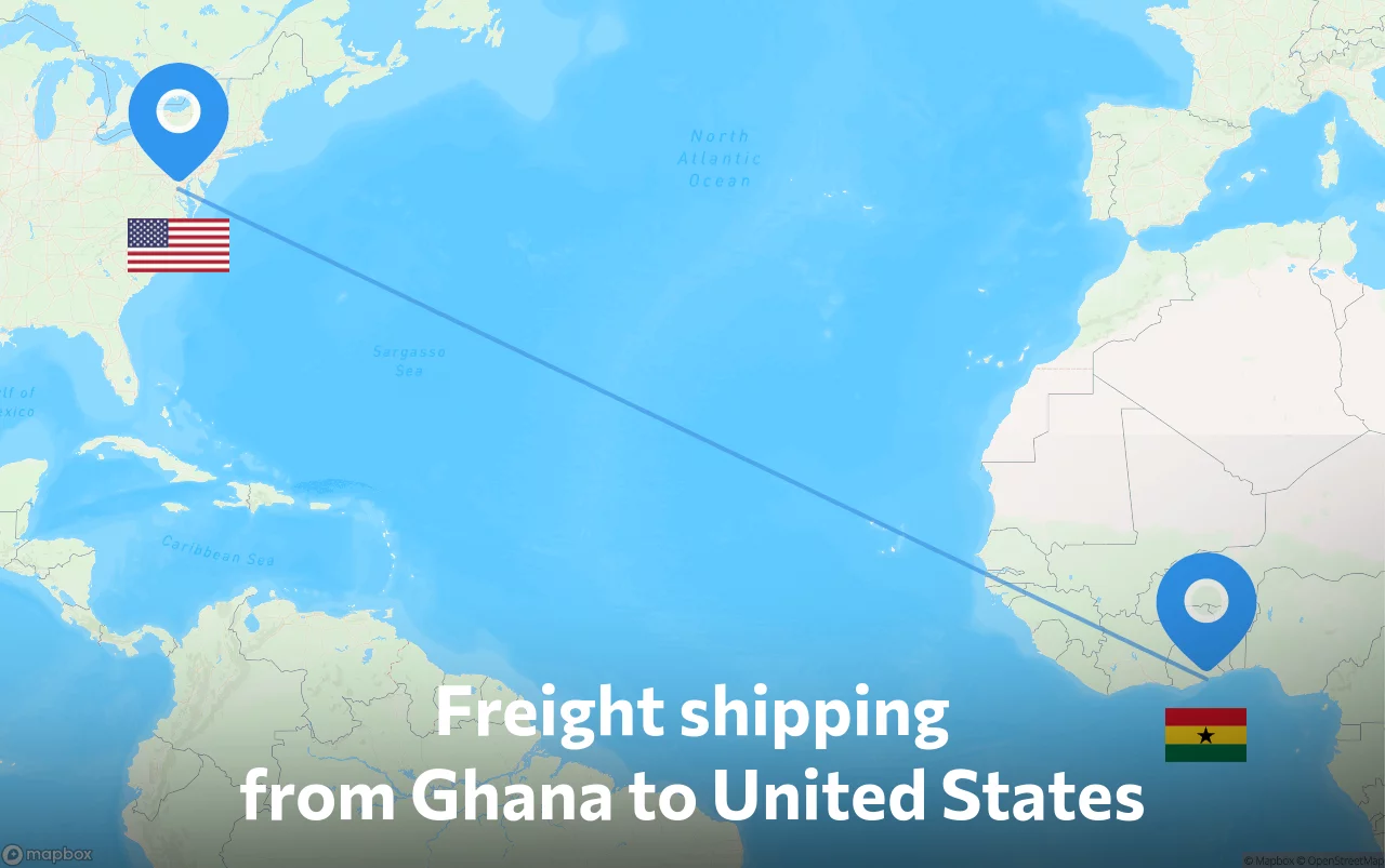 Shipping route from Ghana to United States
