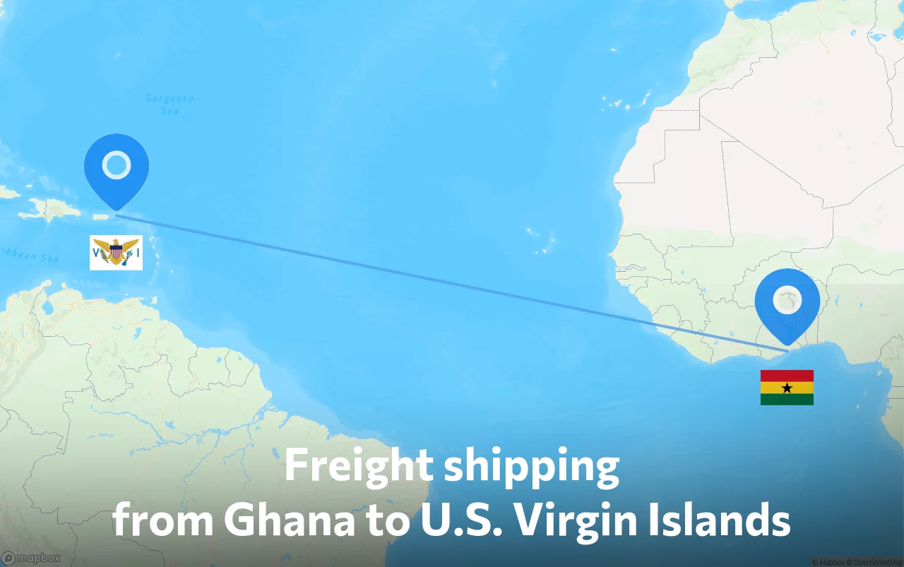 Shipping route from Ghana to U.S. Virgin Islands