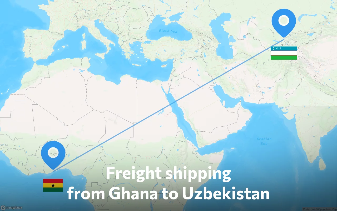 Shipping route from Ghana to Uzbekistan