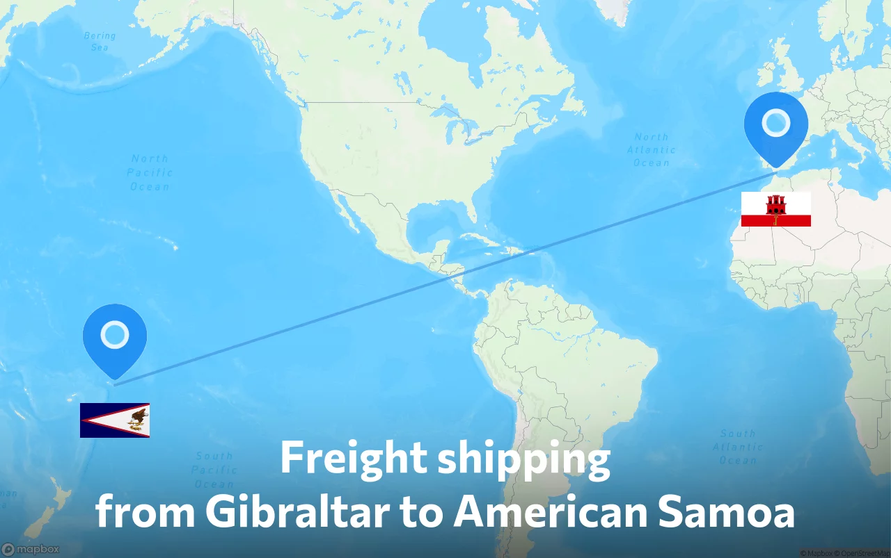 Shipping route from Gibraltar to American Samoa