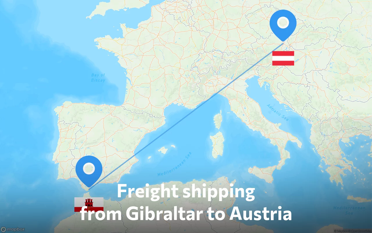 Shipping route from Gibraltar to Austria
