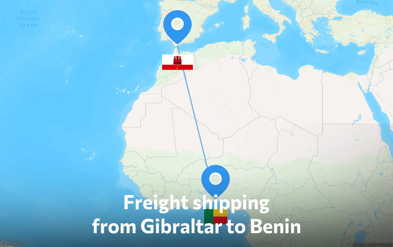 Shipping route from Gibraltar to Benin