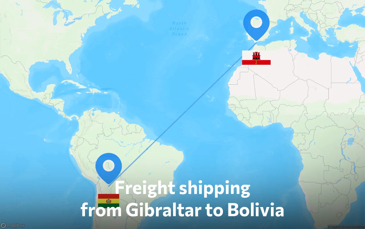 Shipping route from Gibraltar to Bolivia