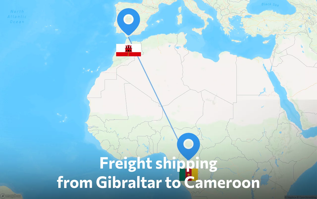 Shipping route from Gibraltar to Cameroon