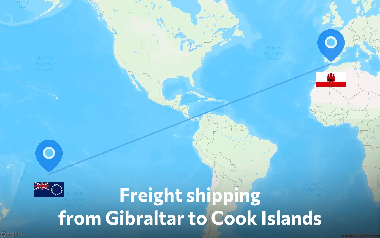 Shipping route from Gibraltar to Cook Islands