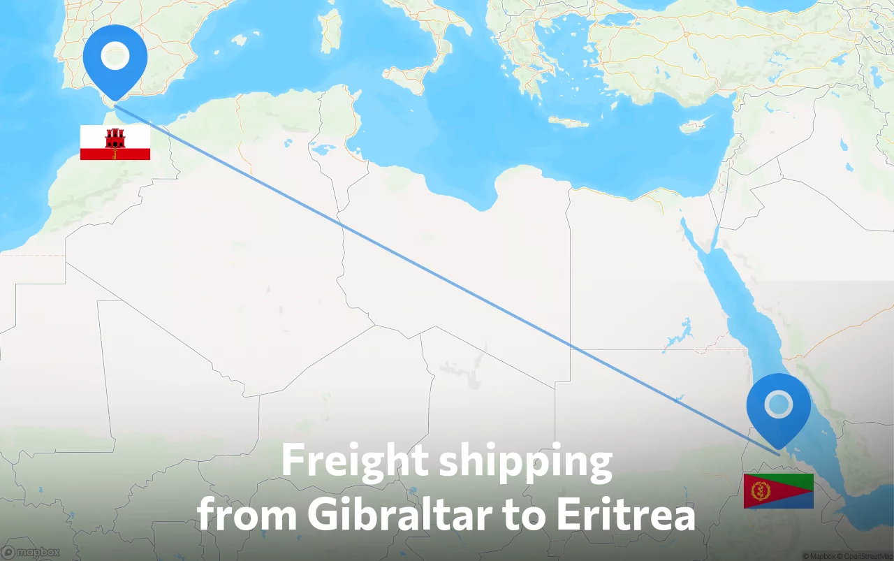 Shipping route from Gibraltar to Eritrea
