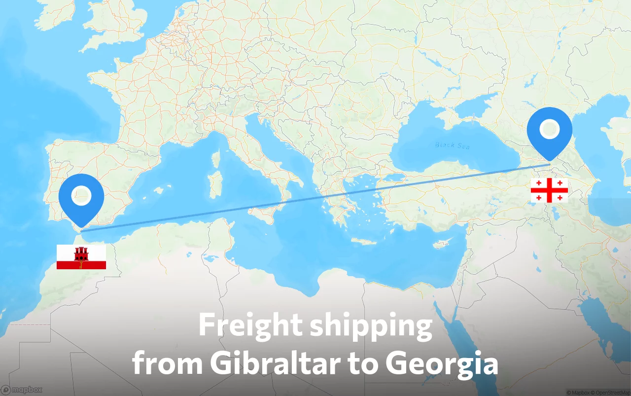 Shipping route from Gibraltar to Georgia