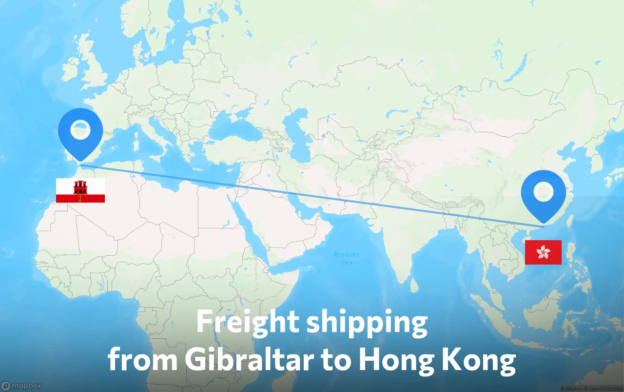 Shipping route from Gibraltar to Hong Kong