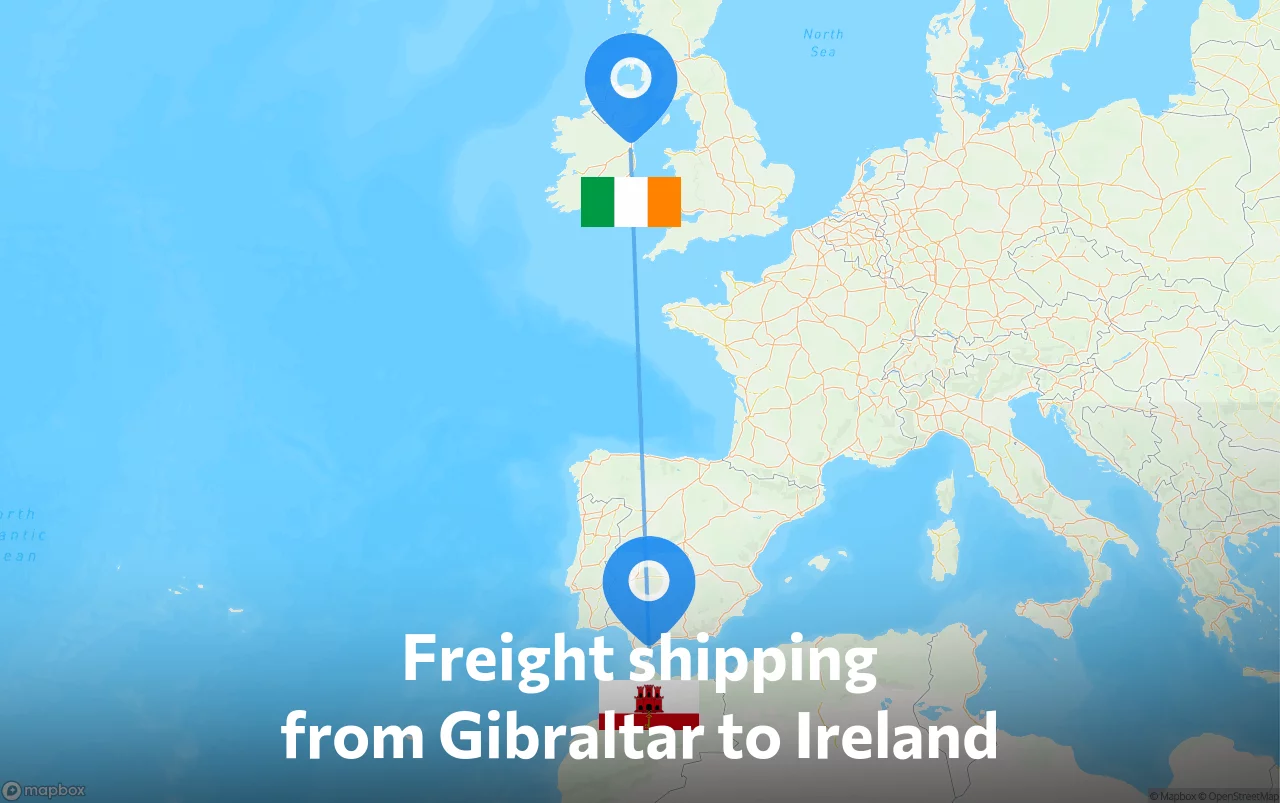 Shipping route from Gibraltar to Ireland