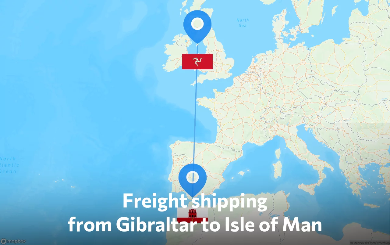 Shipping route from Gibraltar to Isle of Man
