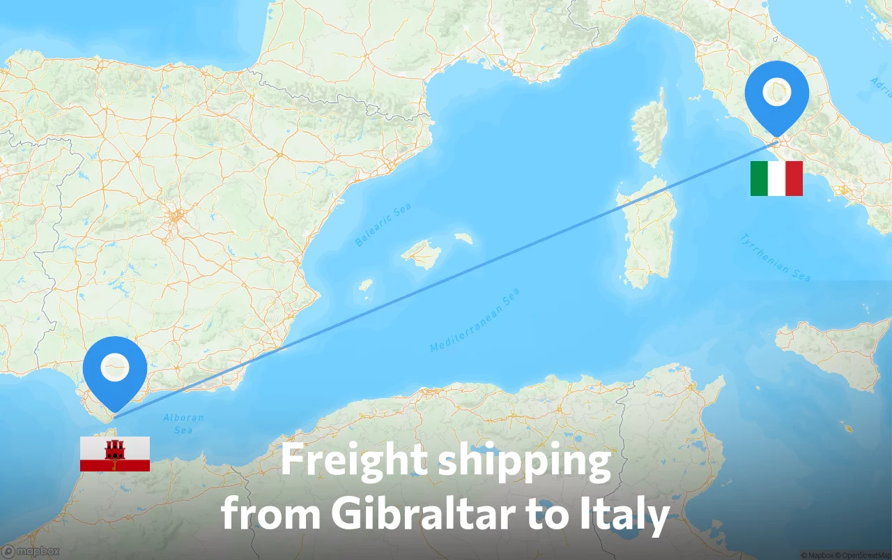 Shipping route from Gibraltar to Italy
