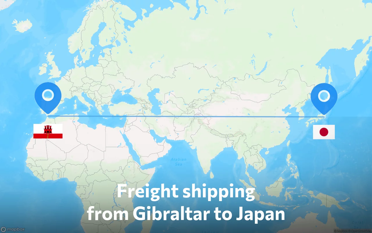 Shipping route from Gibraltar to Japan