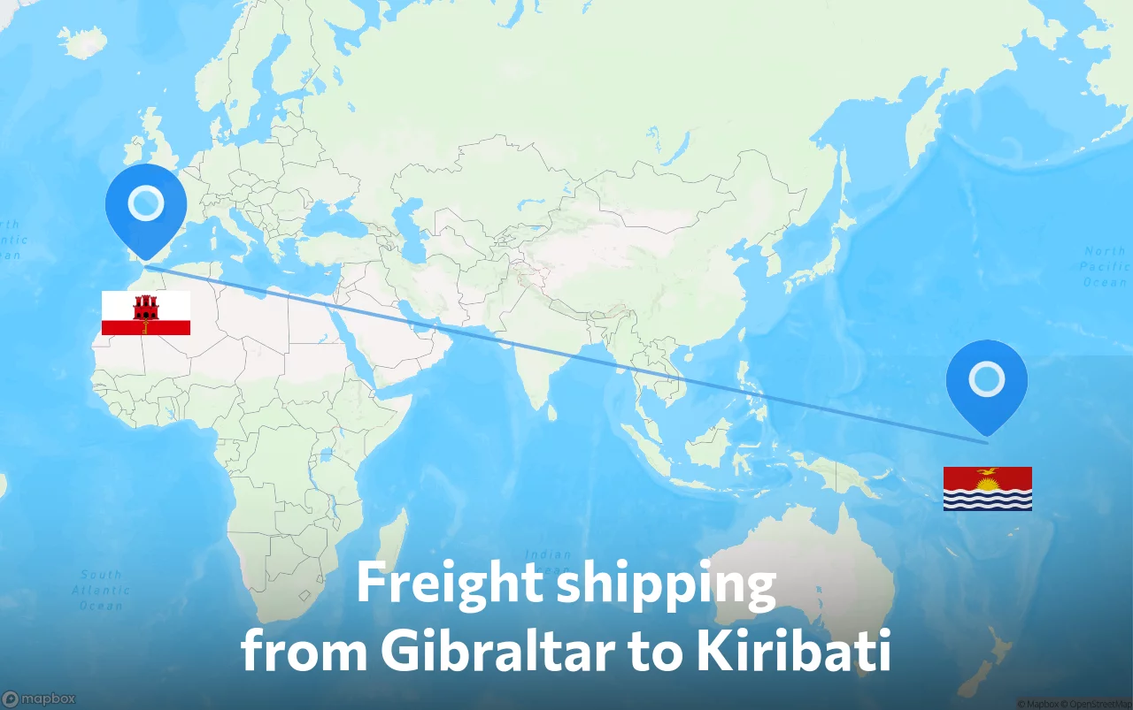 Shipping route from Gibraltar to Kiribati