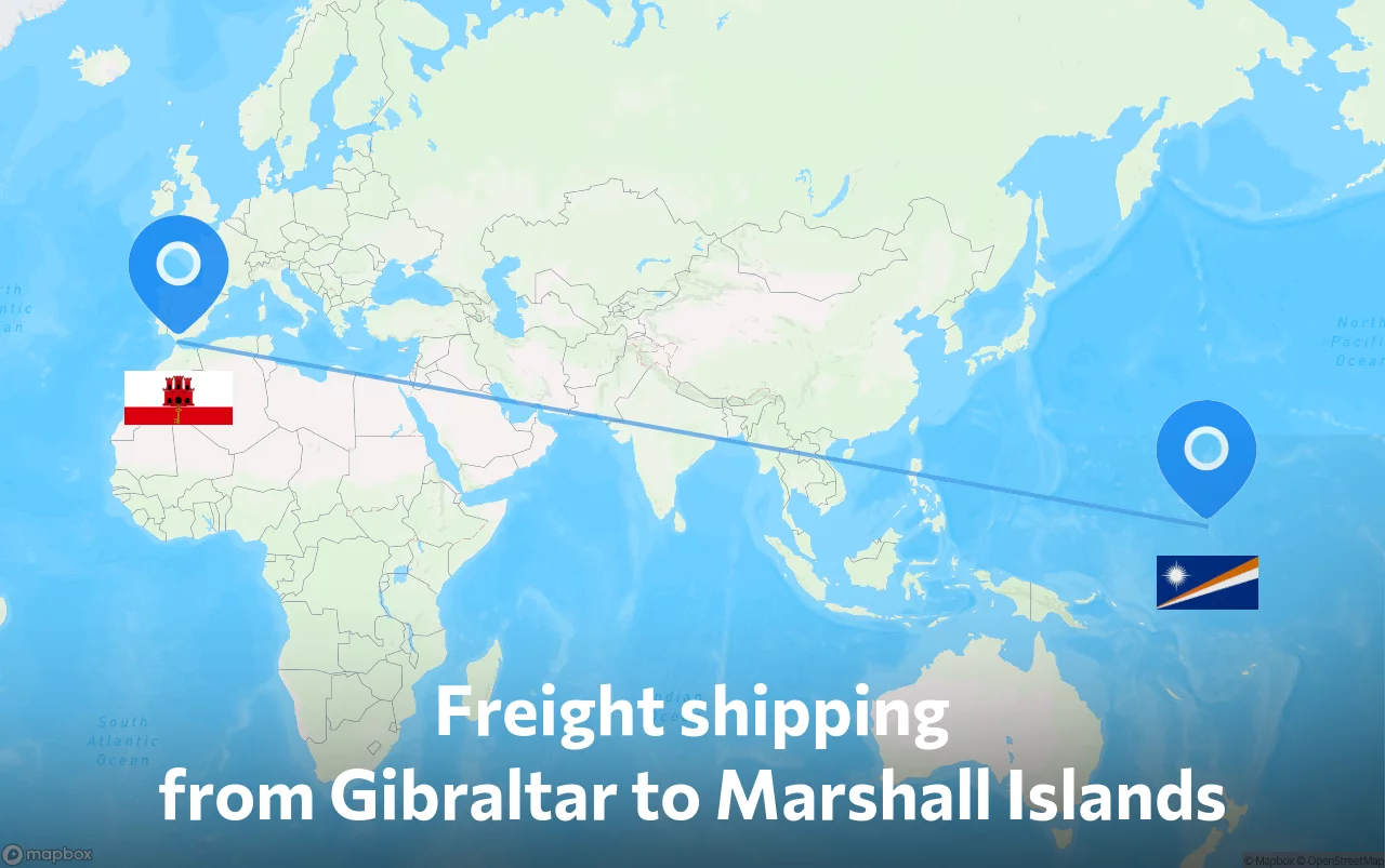 Shipping route from Gibraltar to Marshall Islands
