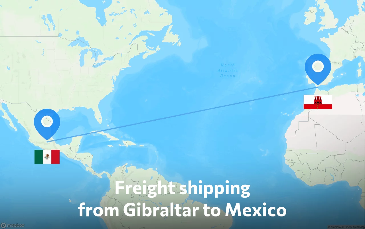 Shipping route from Gibraltar to Mexico