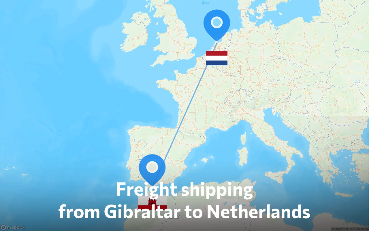 Shipping route from Gibraltar to Netherlands