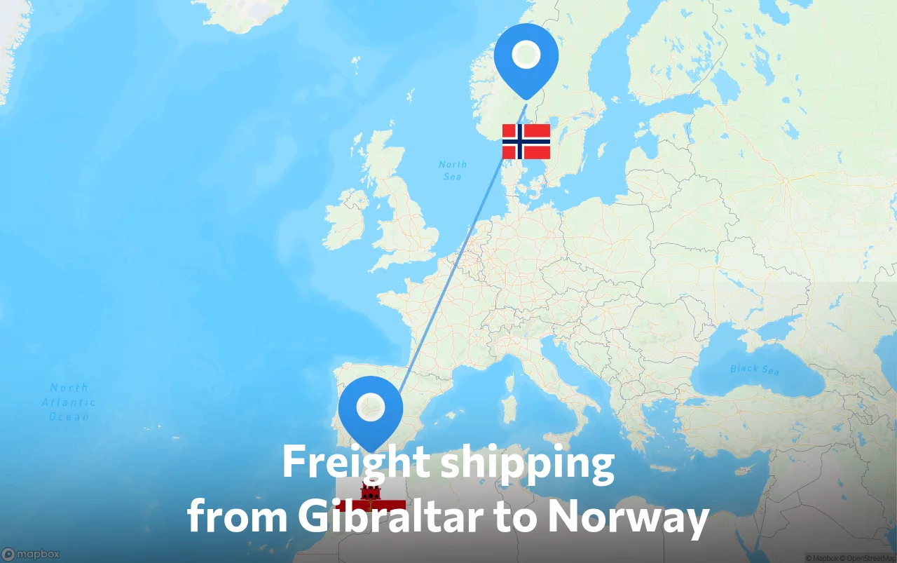 Shipping route from Gibraltar to Norway