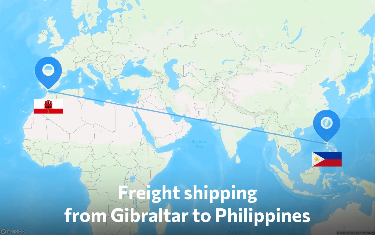 Shipping route from Gibraltar to Philippines