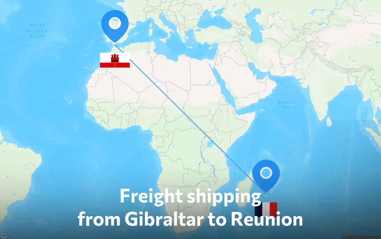Shipping route from Gibraltar to Reunion