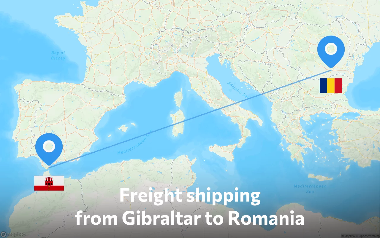 Shipping route from Gibraltar to Romania