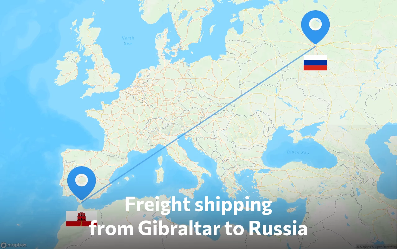 Shipping route from Gibraltar to Russia