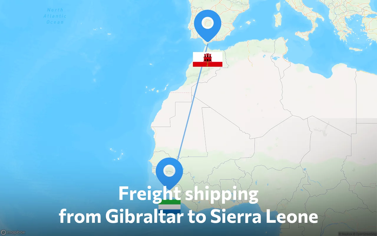 Shipping route from Gibraltar to Sierra Leone