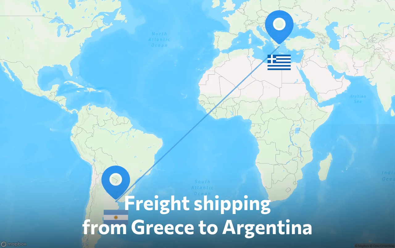 Shipping route from Greece to Argentina