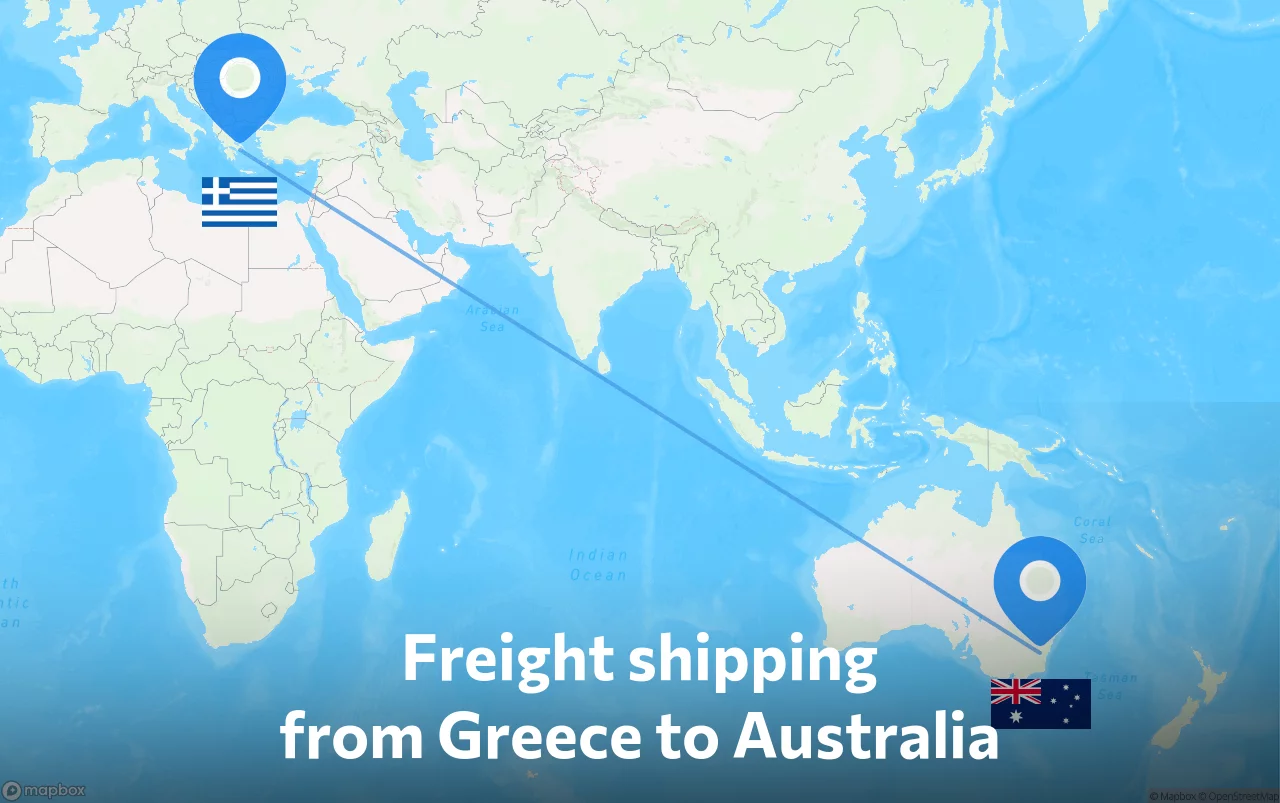 Shipping route from Greece to Australia