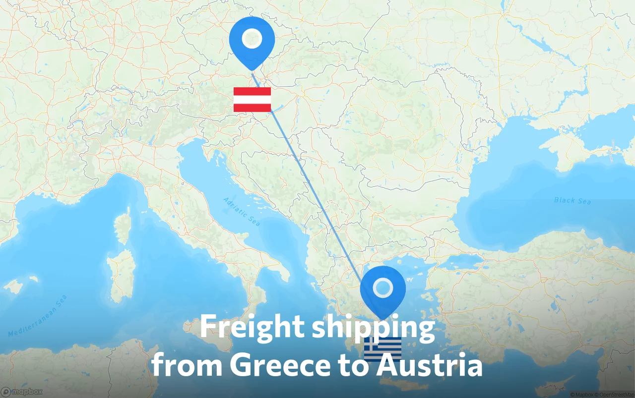 Shipping route from Greece to Austria