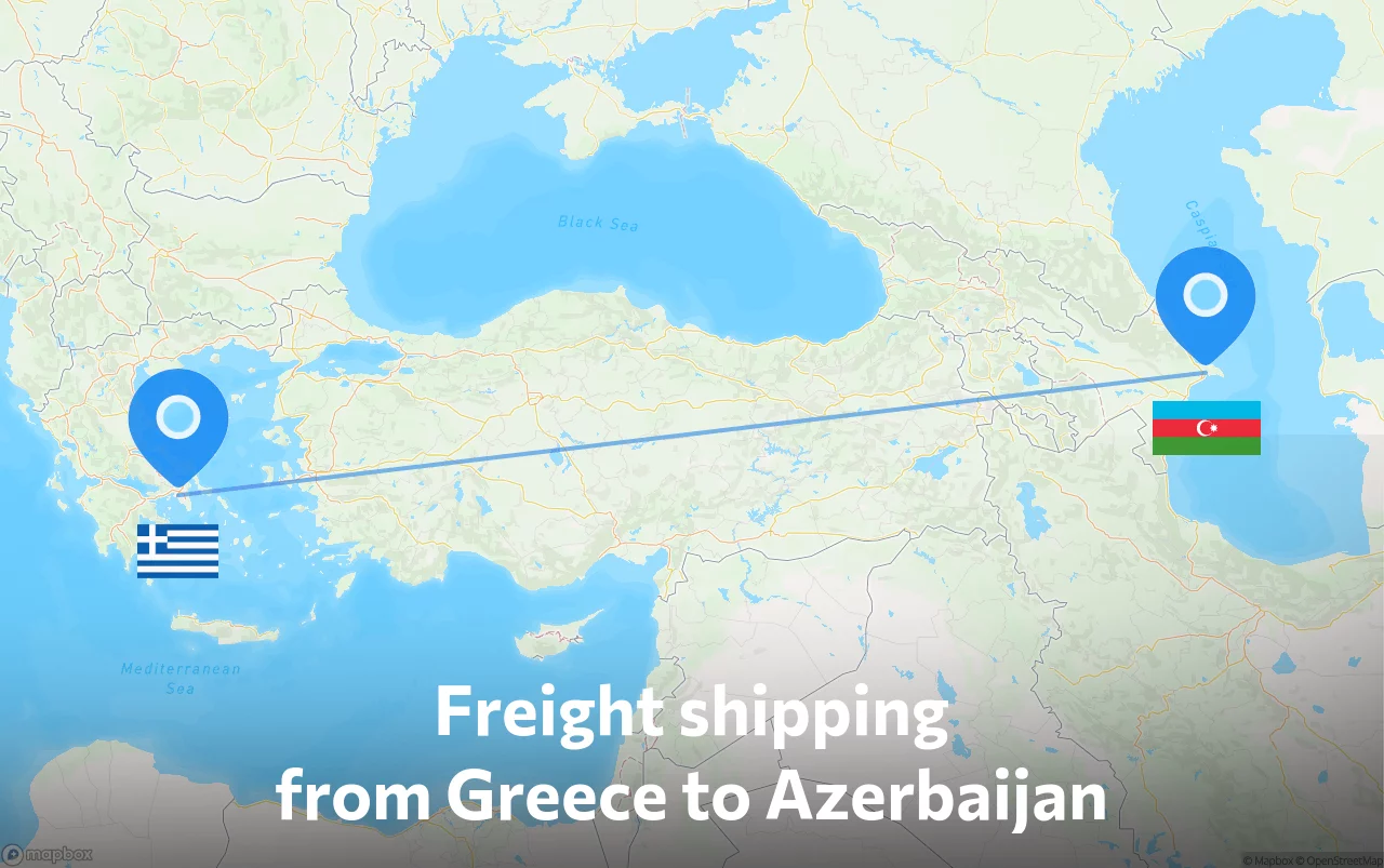 Shipping route from Greece to Azerbaijan