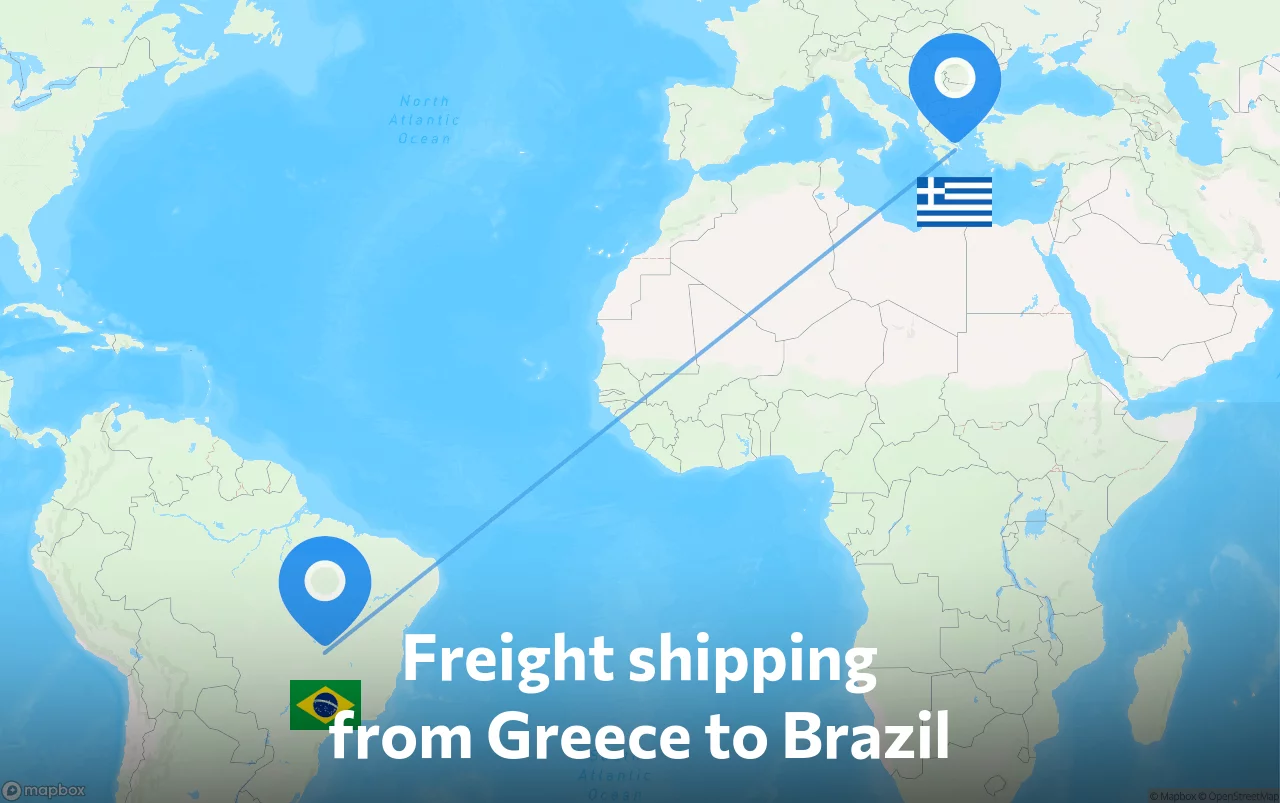 Shipping route from Greece to Brazil