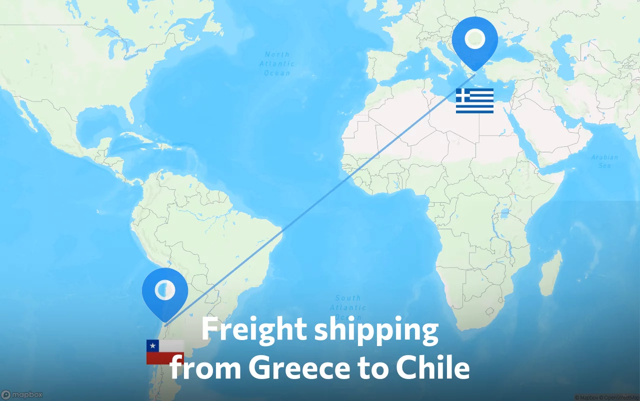 Shipping route from Greece to Chile