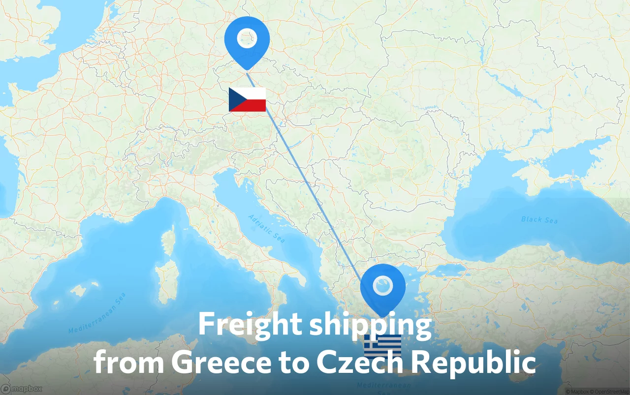 Shipping route from Greece to Czech Republic