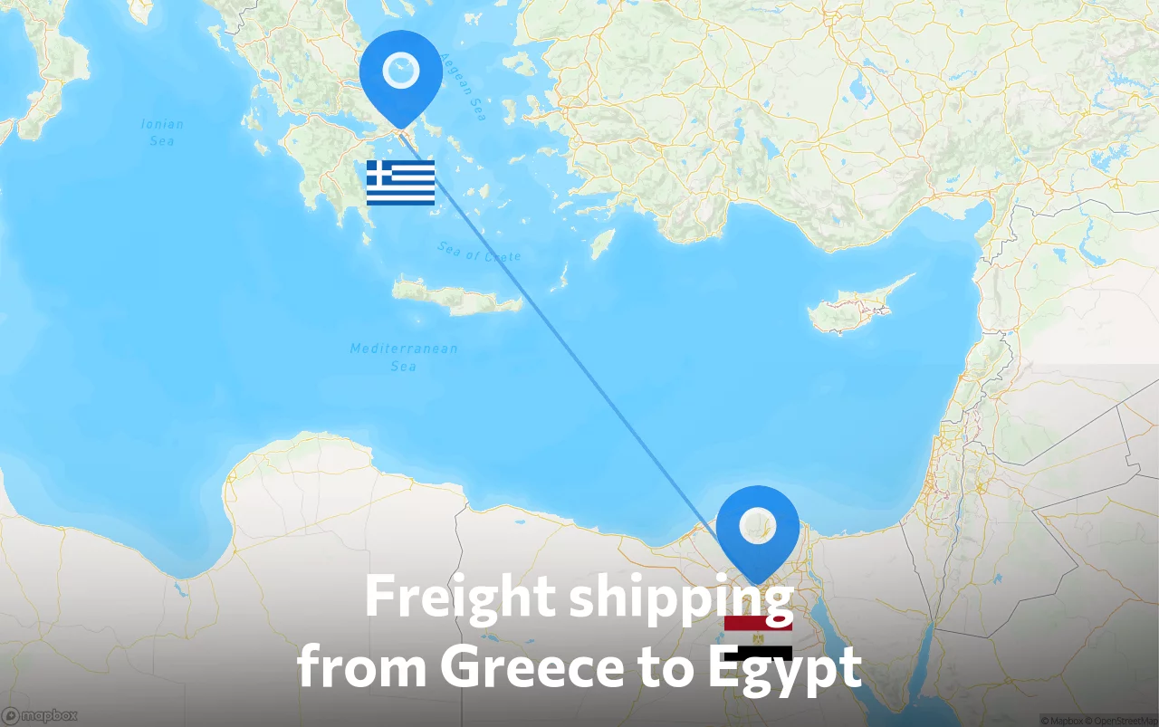 Shipping route from Greece to Egypt