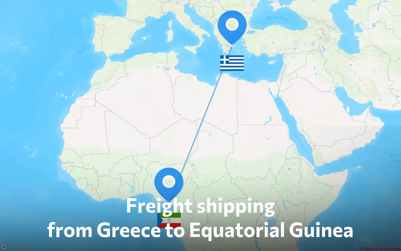 Shipping route from Greece to Equatorial Guinea