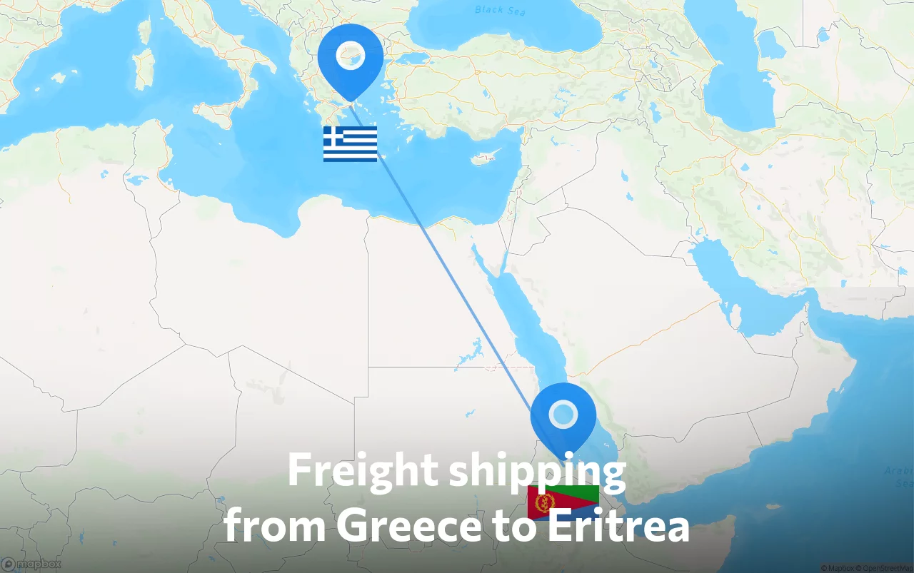 Shipping route from Greece to Eritrea