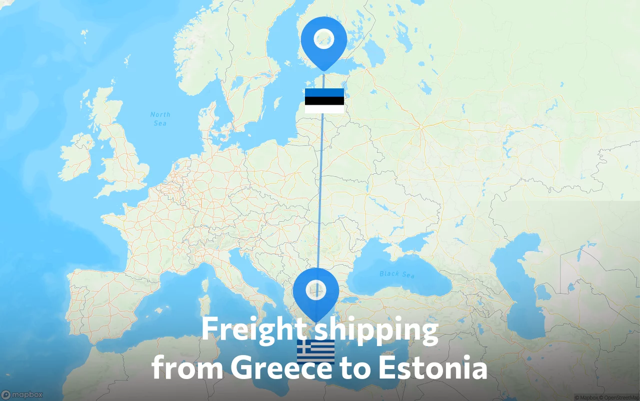 Shipping route from Greece to Estonia