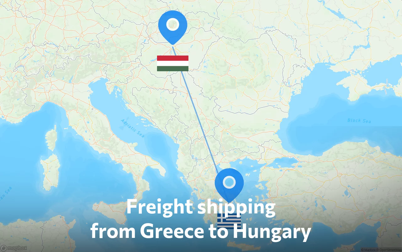 Shipping route from Greece to Hungary