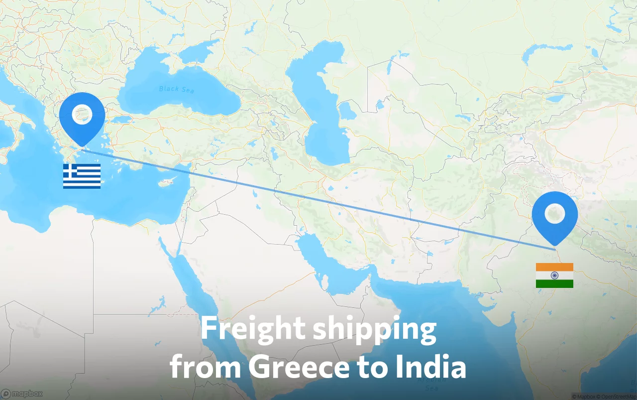 Shipping route from Greece to India