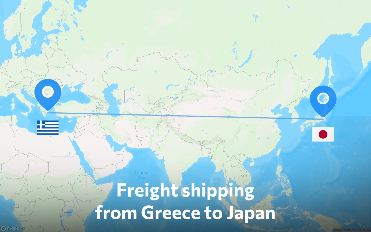 Shipping route from Greece to Japan