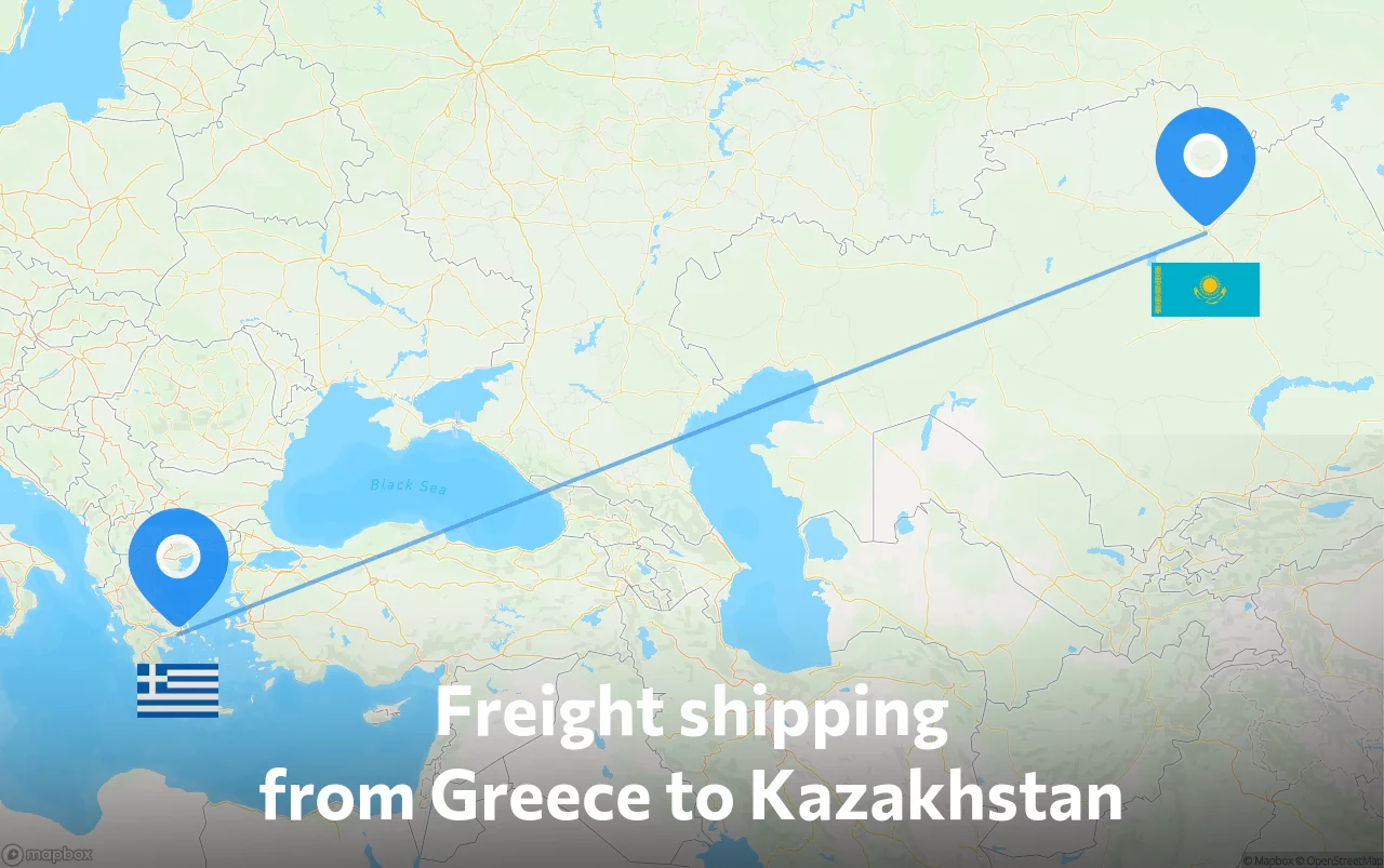 Shipping route from Greece to Kazakhstan